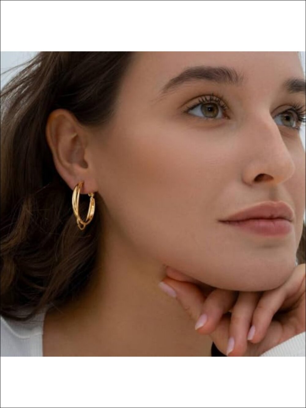 Double Hoop Earrings 925 Sterling Silver Post Leverback 30/40mm